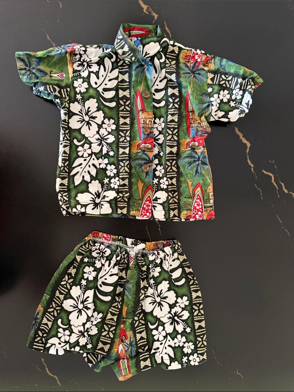 Kids Tropical Green Floral Matching Set